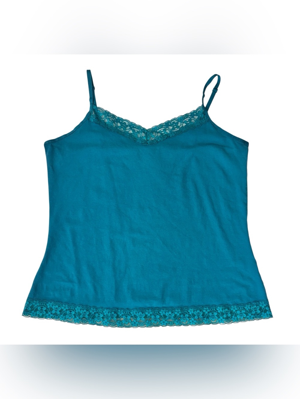 Christopher Banks Teal Lace-Trim Camisole Tank Top | Women’s L